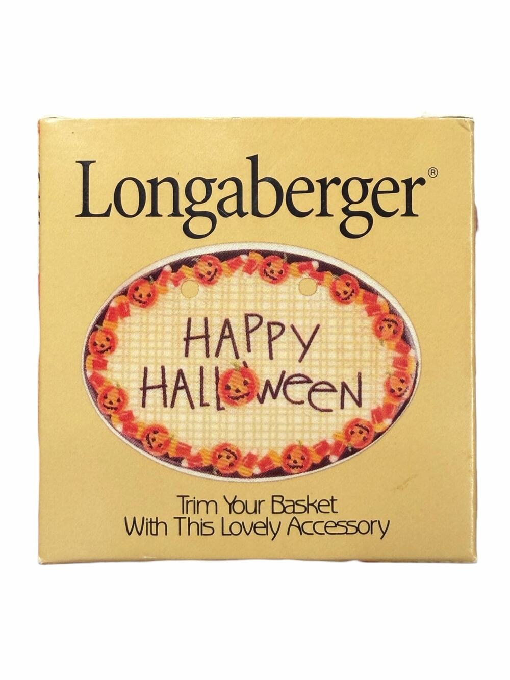 Longaberger "Happy Halloween" Basket Tie-On Pumpkin Faces, Vintage New in Box